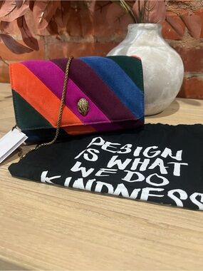 NWT Kurt Geiger Extra Mini Soho Quilted Colorblock Suede Clutch